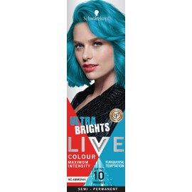 Schwarzkopf LIVE Colour Ultra Brights Turquoise Temptation,Semi-permanent Hair Colour,Lasts Up to 10 Washes