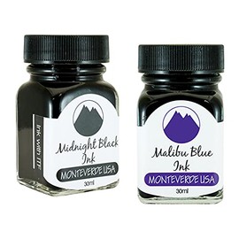 Monteverde 60ml Core Fountain Pen Ink Bottle (30ml Midnight Black Ink Bottle G309MB, 30ml Malibu Blue Ink Bottle G309MU)