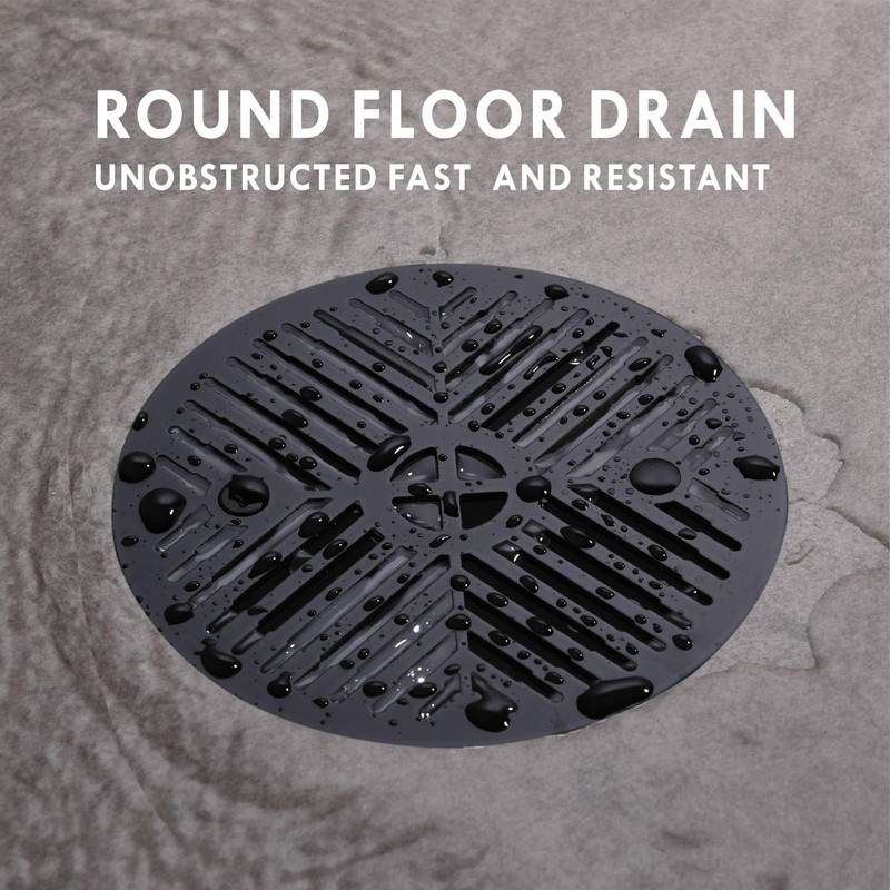 4-1/4 Inch Shower Strainer Drain Cover, Matte Black Floor Drainer,
