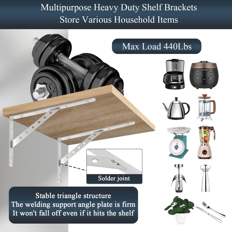 Dluno Solid Shelf Brackets 16 Inch, L Brackets Heavy Duty,