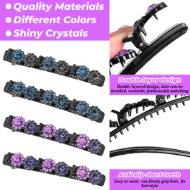 Pack of 4 Hummingbird Hair Clips with Crystal Flower, Rhinestones Hair Clip, Braided Hair Clips, Elegant Hair Styling Clips, Rhinestone Hair Clip for Women and Girls