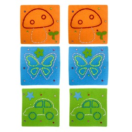 Laroal 6 Pcs First Sewing Kit Diy Sewing Craft Kit With Material Cards Colored Threads Needles Diy Arts And Crafts Threading Tool