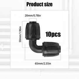 JINXIAN Drip Hose Irrigation 90° Degree Elbow Corner Connector Hose Coupling 1/2 Inch Black Elbow for Lawn Garden Watering System Pack of 10