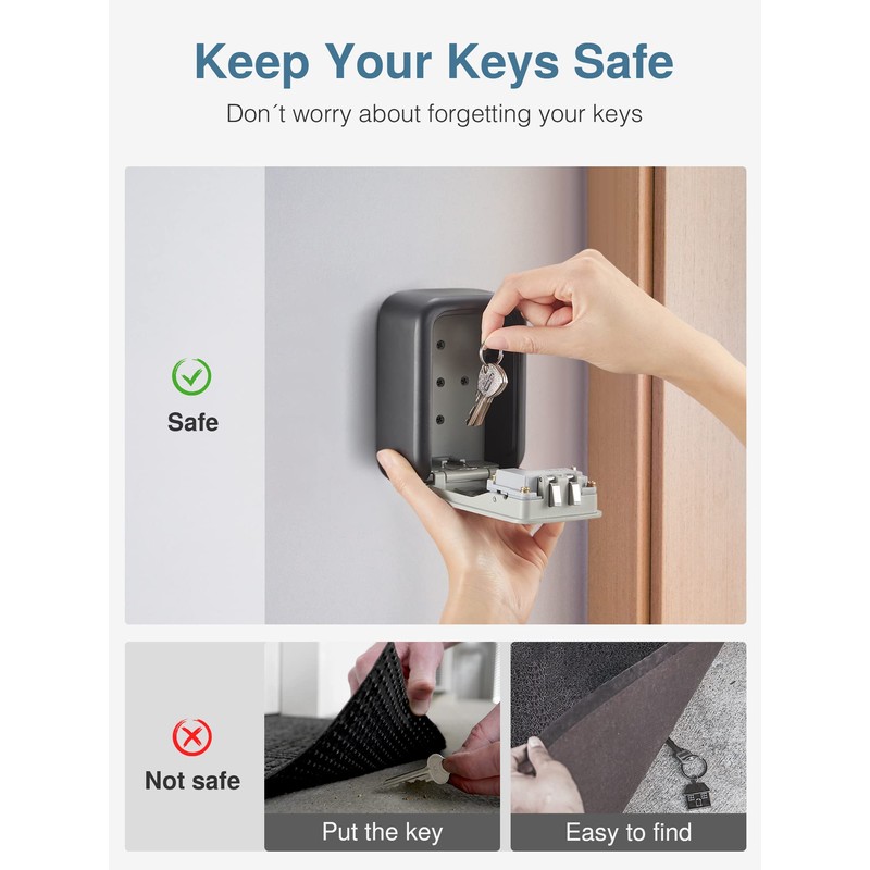 Puroma Security Key Lock Box, 4-Digit Combination Waterproof Safe Storage