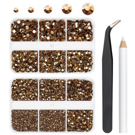 qiipii Amber Brown Ab Resin Rhinestones w B7000 Jewelry Glue for Bedazzling Crafting Transparent Brown Diamonds Flatback Stones 3mm-6mm Gems Charms Supplies for Nails Face Eyes Makeup Tumblers Crafts