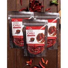 Thai Dried Red Chili Peppers 1.76 oz (50grams) - Hot Seasoning Spices Whole Dried Herbs Chilies Ground for Thai Cuisine, Curry Paste, Chillies Oil, Tom Yum Kung, Mexican, Indian, Chinese Sauces Spices (3 Packs)