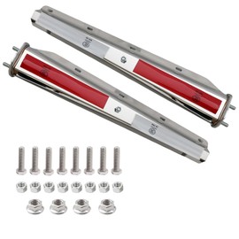 TAIROD 2 Pack Stainless Steel Heavy Duty Straight Spring Loaded Mud Flap Hanger Bracket Mudflap Holder Set for Semi Trucks 2.5" Bolt Spacing 29.5" Length with Reflective Tapes