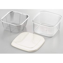 Yoshikawa SJ2964 New Kitchen Basic Square Storage Container (with Colander)