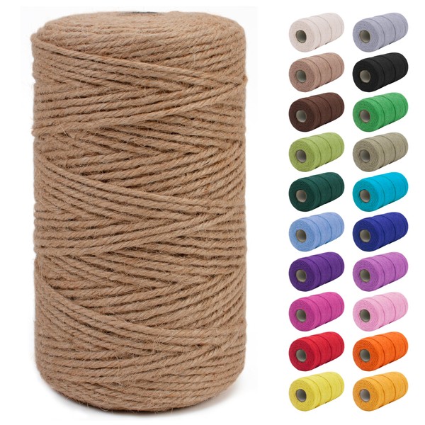 JeogYong 3mm Jute Twine String 656 Feet Natural Thick Garden