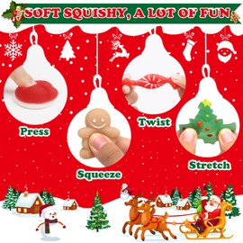 FUNNYB&G Christmas Mochi Squishy Toys: 24pcs Kawaii Xmas Stocking Stuffers Party Favor Loot Bag Fillers for Kids Boys Girls Teens Adults - 2023 Advent Calendar Stress Relief Fidget Toys
