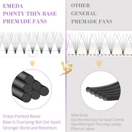 EMEDA 180 Fans Premade Fans Eyelash Extensions Thin Base 8D Stable C Curl Pointy Base Premade Lash Extensions Fans Pre Fanned Volume Lash Extensions (8D 0.07 C 11mm)