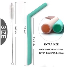 alwaysig Kit 12 Popotes Silicona Portátiles Ecológico (Rectas y Curvado), con Cepillos de limpieza y Bolsita de Tela, Set Pajas Pajitas de Silicona Premium Reutilizables para Adultos y Niños – Colorido