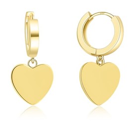 ToHeart Heart Dangle Earrings for Womens 14K Gold Heart Huggies Earrings Tiny Gold Plated Earrings Valentines Day Jewelry Gift