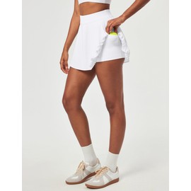 IUGA Golf Skirts for Women Pleated Tennis Skirt High Waisted Athletic Skorts A-Line Skirt with Shorts Underneath & Pockets (Black Skirt, Large)