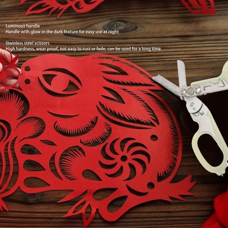 Emergency Response Shears Stainless Steel Luminous Multifunctional Foldable Scissors Pliers