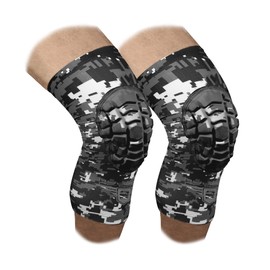 Bucwild Sports Volleyball Knee Pads | Padded Knee Compression Sleeves with Anti-Slip Grip & Flatten-Resistant Cushion | For Basketball, Volleyball, Wrestling & Training – 1 Pair (Black Camo, Large)