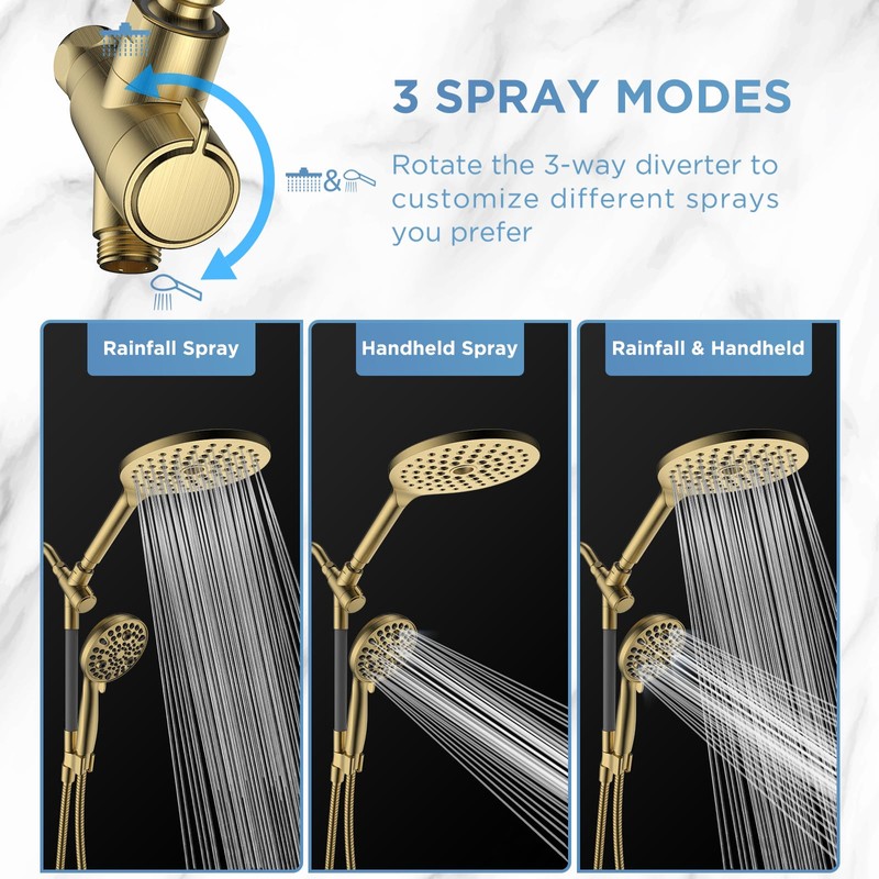 Dual Handheld Shower Head Combo, 2-in-1 Rain Shower Heads System