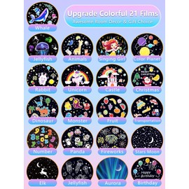21 Sets of Films + Projector Night Light for Kids, Baby Night Light Projector for Bedroom, Ceiling, Star Projector with 360° Rotation Dimmable for Kids Girls, Birthday, Christmas, Nursery, Room Decor
