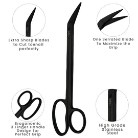 Long Handled Toenail Clippers for Thick Nails, 7.5" Angled Tip Long Handled Nail Scissors for Toenails, Heavy Duty long handled Toenail Scissors for Thick Nails, Podiatry Tools for Elderly, Back Pain