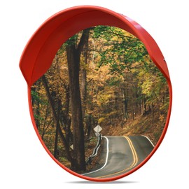 BESEA 24" inch Convex Mirror Traffic Mirror, Circular Pole Mounted Blind Spot Mirror, Security Mirror, Safety Mirror for Garage Warehouse Mall Home Office Outdoor and Indoor with Clear View