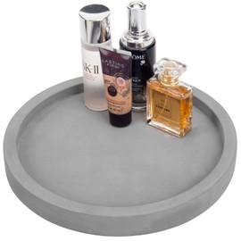 MyGift 11-inch Classic Cement Gray Round Vanity Tray