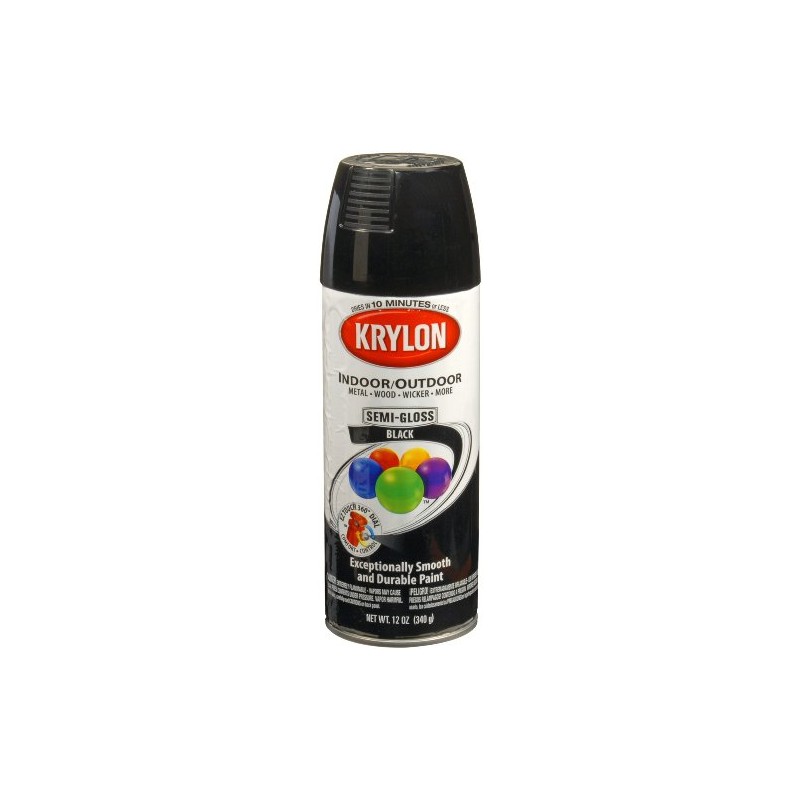 Krylon K05160307 ColorMaster Paint + Primer, Semi-Gloss, Black, 12 oz.