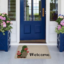 Timkumon Spring Summer Door Mat Cactus Gnome Doormat Indoor Outdoor Entrance Funny Floor Mat Non Slip Summer Decor Rubber Welcome Mats 30 X 17 Inch