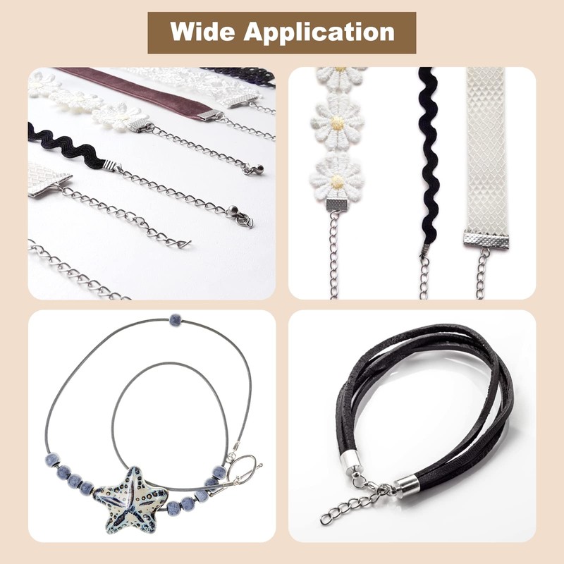 sourcing map 20Sets 3mm Fold Over Cord Ends with Lobster