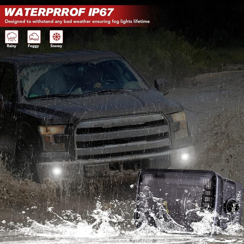 BICYACO LED Fog Lights with DRL Daytime Running Light Compatible