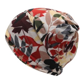 ZLYC Women Fashion Slouchy Beanie Hat for Summer Stretch Infinity Scarf Headwear Skull Cap (Leaves Yellow)