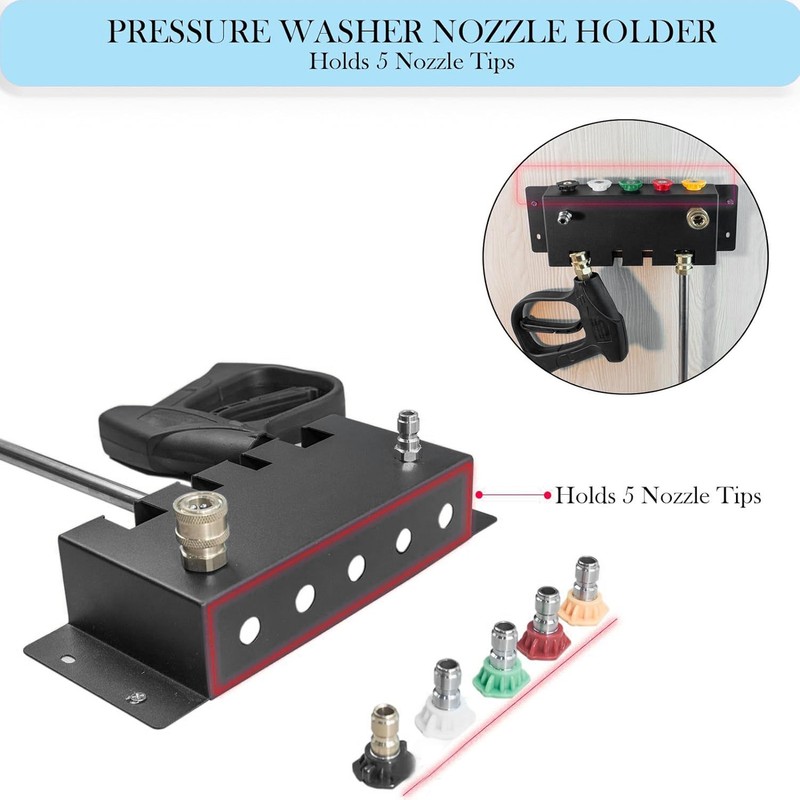 High Pressure Washer Gun Holder Wall Mounted Stainless Steel Foam