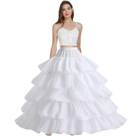 PSISABALL Petticoat Skirt for Women Under Dress 4 Hoop Under Skirt for Wedding, Crinoline Underskirt for Women Bridal White