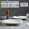 Elegant White Ceramic Kitchen Plate Set for 6 Microwave Safe