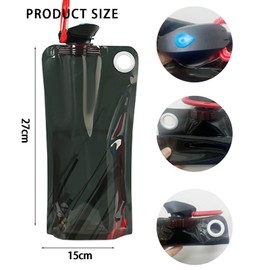 JINGTOPS Pack of 2 Foldable Drinking Bottles, 1 Litre, Festival Accessories, Foldable Drinking Bottle with Carabiner, BPA-Free, Drinking Bag, Festival, Foldable Water Bottle, Hiking Accessories