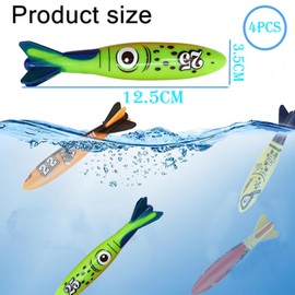 4Pcs Diving Torpedoes Toys Swimming Pool Toys Sinking Toys Swimming Sinkers for Kids Age 7-12,Underwater Diving Toys,Dive Torpedoes Bath Water Toy Underwater Pool Training Toys for Girls Boys Gifts