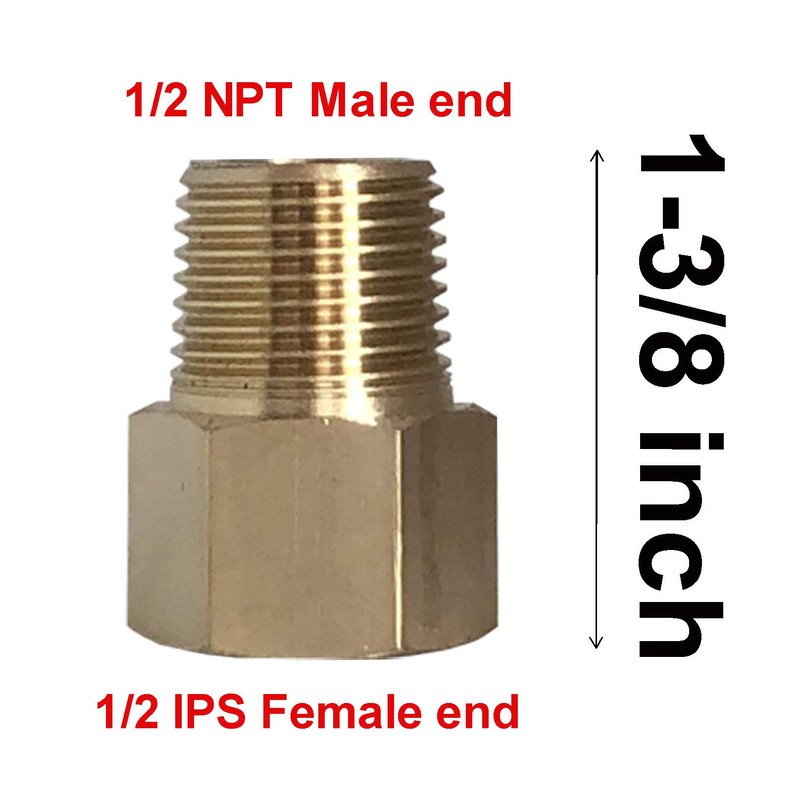 3 Pack NPT 1/2"Male x G1/2" Female Brass Pipe Fitting