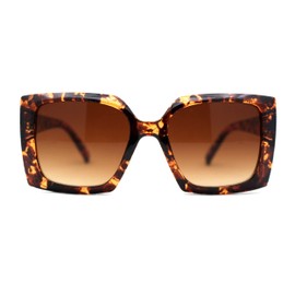 Square Mod Designer Chic Plastic Fashion Butterfly Sunglasses Tortoise Brown