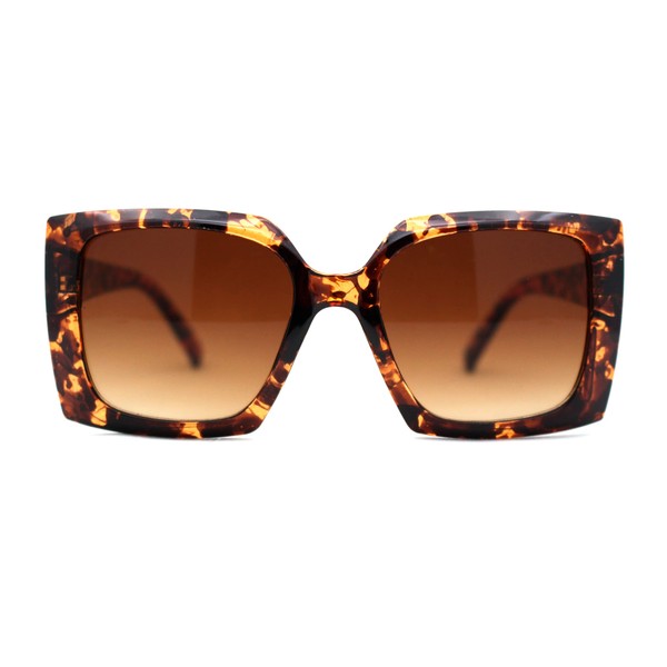 Square Mod Designer Chic Plastic Fashion Butterfly Sunglasses Tortoise Brown