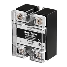 Heschen Single Phase DC Solid State Relay, SSR-100DD, Input 4-32VDC, Output 24-220VDC, 100A 50-60Hz