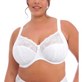Elomi Women's Plus Size Morgan Banded Underwire Stretch Lace Bra, White, 32GG