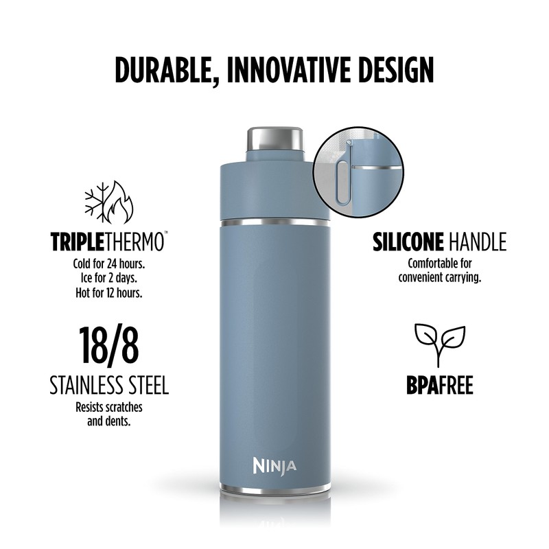 Ninja Thirsti 24oz Travel Bottle for Sparkling Drinks, Fizzier Longer,