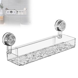 Corrugated Suction Cup Storage Holder,Movable Shower Shelf Suction Cup,Shower Caddy Large Capacity Bathroom Organizer,No-Drill Wall-Mounted Storage Shelf,Bathroom Organizers and Storages(White)