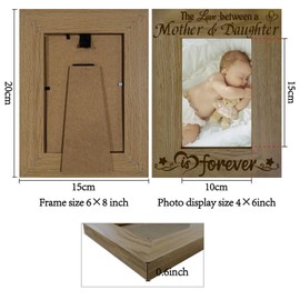 CREATCABIN Mother & Daughter Picture Frame Wood Photo Frame Holds Display Pictures 4x6 Wall Mounting Brown Printing Poster Frame Stand for Gallery Tabletop Decor Mother's Day Memorial Gifts 6 x 8Inch