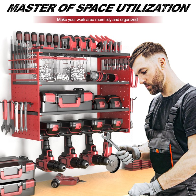 ODSNANIE Power Tool Organizer Wall Mount, 4 Layers Tool Storage