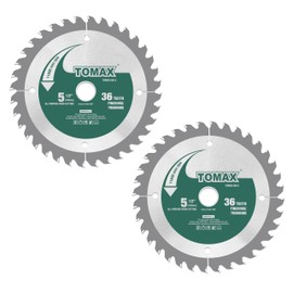 TOMAX 2 Pack 5-1/2 Inch 36 Tooth ATB Finishing and Trimming Saw Blade, Cordless Trim Saw Blade with 5/8-Inch Arbor (1/2-Inch and 10-mm Reducer Bushings Include)