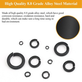 Sutemribor 110 Pieces 8.8 Grade Alloy Steel M10 Lock Washers, Split Lock Washers for Screws Bolts, Spring Lock Washers, Lock Metal Washers, Black