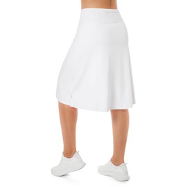 Falda de longitud media para mujer, con 3 bolsillos, falda modesta para mujer, falda de 24 pulgadas, hasta la rodilla, Blanco (All White), M