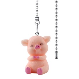 Dotlite Pig Ceiling Fan Pull Chain,Cute Pink Pig Farm Pulls Charm Extension Decorative,12in 3mm Diameter Beaded Fan Light Pull Chains Extender Ornaments for Kids Room