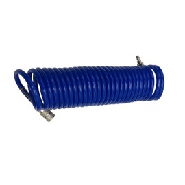 Recoil Hose Heavy Duty Recoil Air Hose Air Line OD 1/4 Inch Portable Polyurethane Coil Hose with 1/4 Inch Quick Fittings for Air Compressor, Sprayer and Industrial use 25FT, Blue