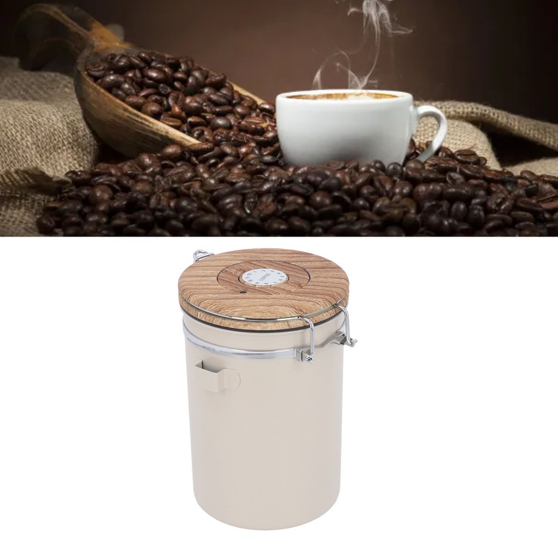 Coffee Canister 1.8L Stainless Steel Airtight Coffee Bean Storage Container